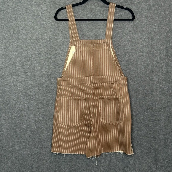 WeWoreWhat Pinstripe Overall Shorts Brown Medium Slit Leg 100% Cotton - Picture 4 of 12